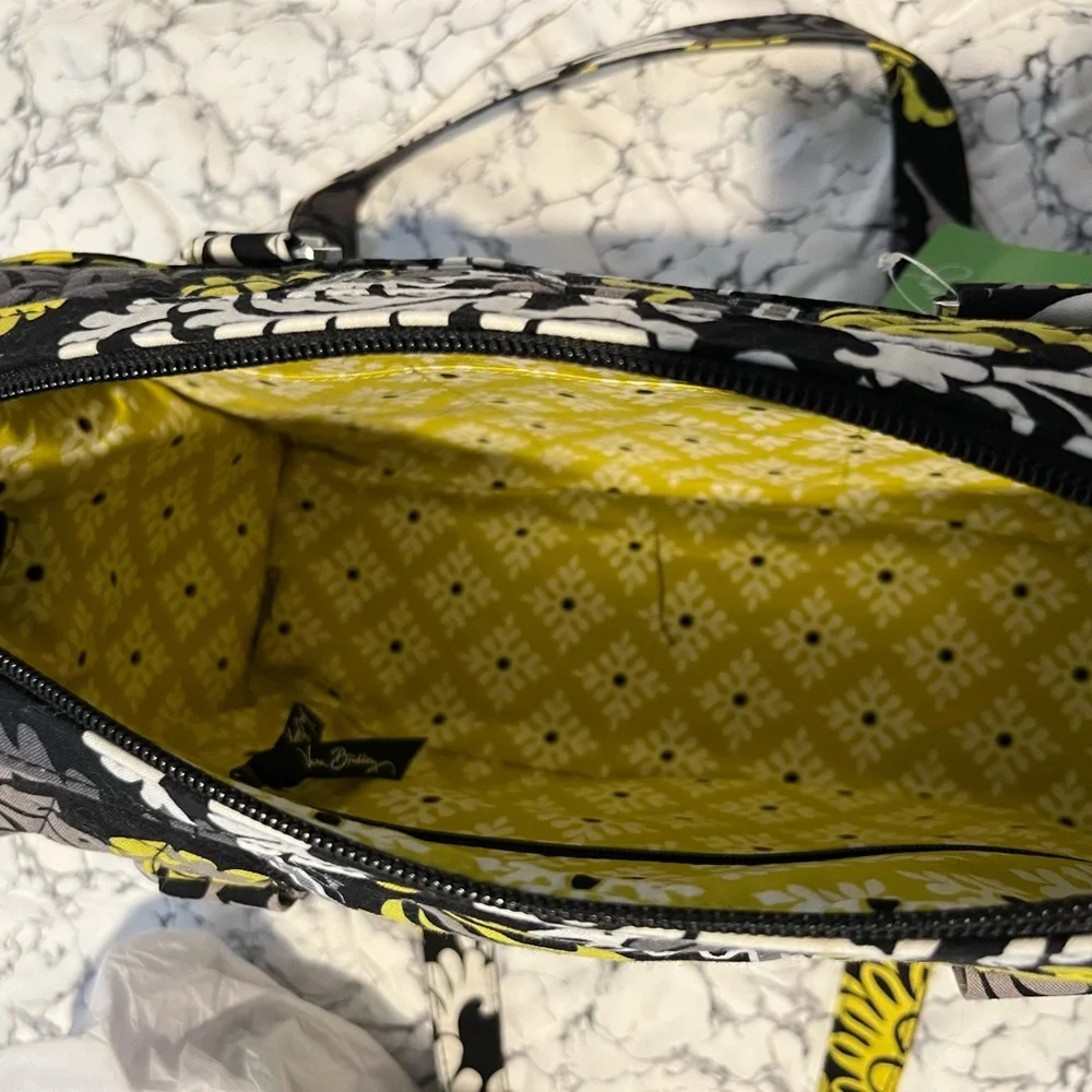 Vera Bradley Black, Yellow and White Floral Quilted Tote NWT